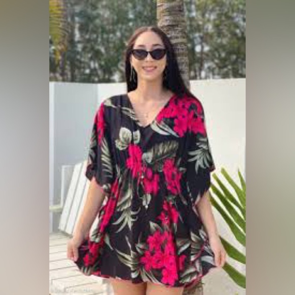 NWT Favant Hawaiian 🌺 floral cinched waist tunic coverup